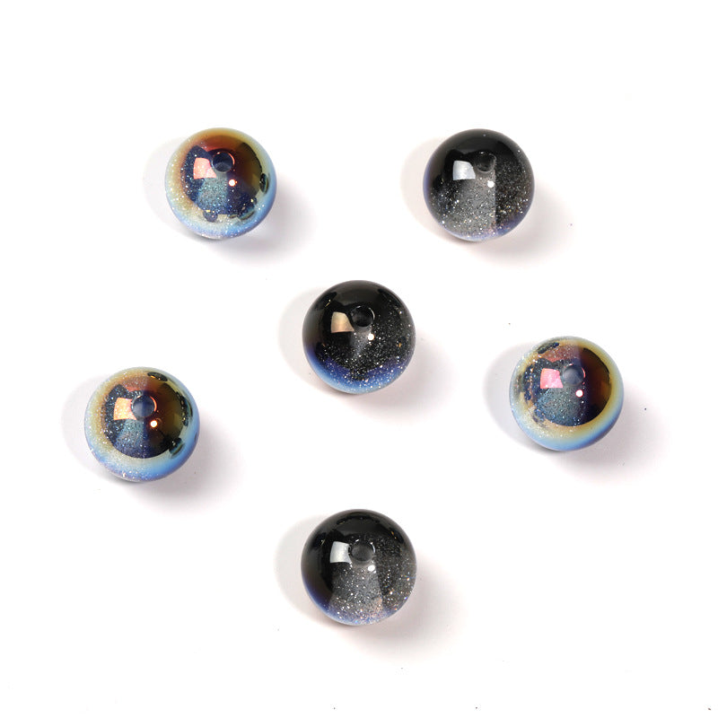 Wholesale 100pcs 20mm two-color starry cat's eye beads UV plated resin round beads diy mobile phone chain keychain beads loose beads
